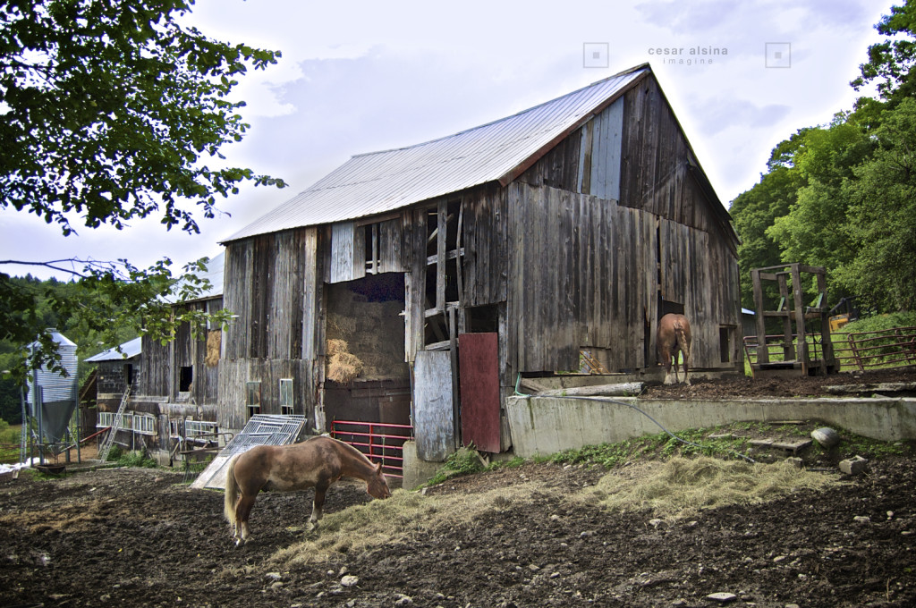 Old barn at beautiful Vermont mountains