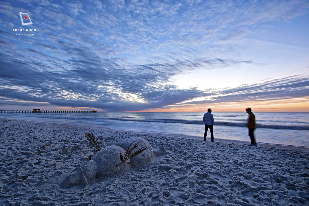 Laying Sandman at the Naples Beach on Christmas Day